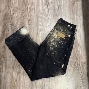 Kids Black Wrangler Jeans with Bleach Splatter